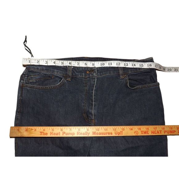 Anne Klein Stretch Jeans Women Sz 12 Blue Denim Dark Straight Zipper Leg - Picture 2 of 6